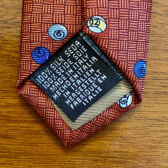 Beaufort Tie Rack 100% Silk Italy made Billiard/Pool Balls Copper Men's Necktie - Picture 5 of 9